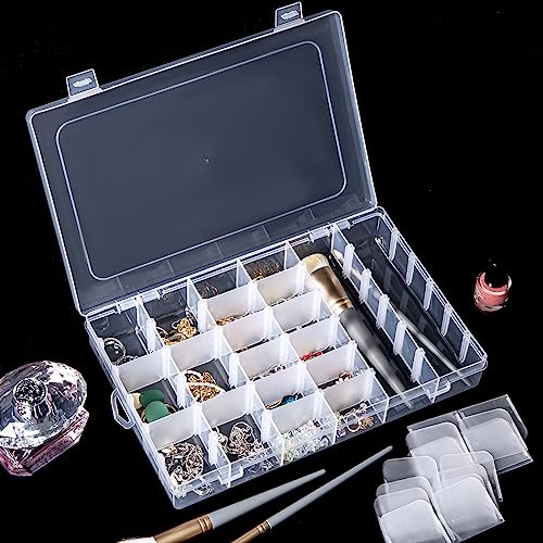 Gospire 2PCS 36 Grids Clear Plastic Jewelry Box Organizer Storage Container - color: Clear-36 Grids*2