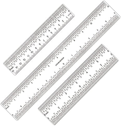 3 PCS 6 Inch /12Inch Clear Acrylic Ruler Zero-Centering Ruler with Inches & Metric Measuring Tool 12" and 6" Inch Straight Edge Rulers for Scrapbooking Card-Making Student School Office Home Tool - color: 3PCS (H)