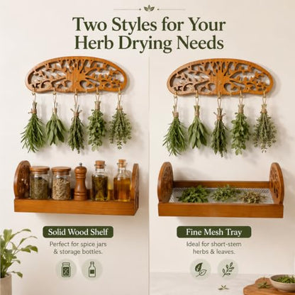 Herb Drying Rack Hanging, 2-in-1 Drying Station with Fine Mesh Tray, - color: Herb Drying Rack-mesh Tray