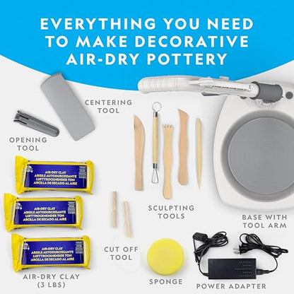 NATIONAL GEOGRAPHIC Hobby Pottery Wheel Kit - 8" Variable Speed Pottery Wheel for Adults & Teens with Innovative Arm Tool, 3 Lb Air Dry Clay & Art Supplies, Crafts for Adults, Craft Kits for Teenagers - style: Hobby Pottery Wheel