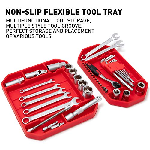 3pcs Large Non-Slip Flexible Silicone Tool Tray, Mechanic Tool Mat, Tool Organizer, Tool Storage, Tool Holder, Grip Mats, No Magnets, Christmas Day Gift for Men, Father’s Day Gift - color: Red