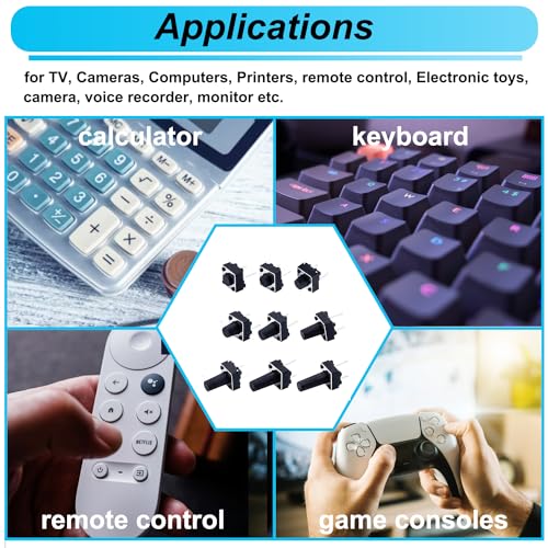 TWTADE 90PCS Micro Momentary Tactile Push Button Switch 6 x 6 x 4.3/5/6/7/8/9/10/11/12mm 2 Pin Tact Switch Assortment Kit - color: Black-2 Pin
