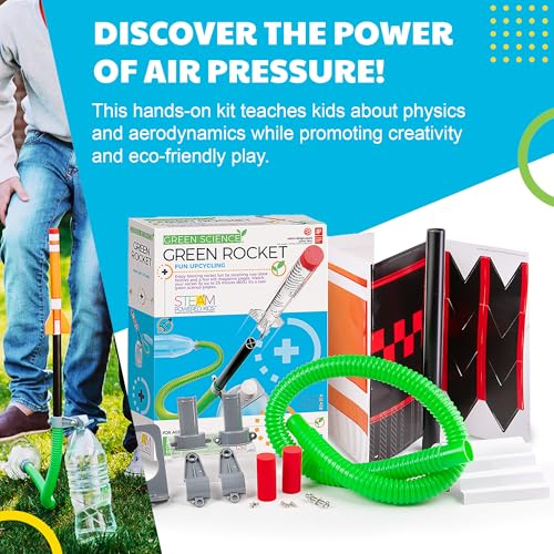 Green Science - Green Rocket - STEM Rocket Launcher for Kids - Build & Launch a Recycled Rocket with Air Pressure - Educational Toy for Young Scientists - Easy & Engaging Science Experiment - style: Rocket Kit