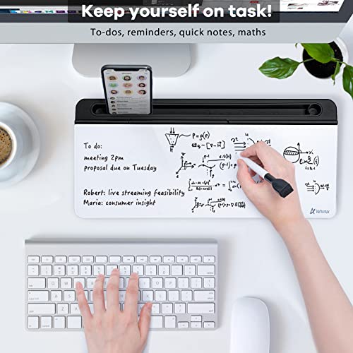 Varhomax Glass Desk Whiteboard with Storage, Desktop Organizer - color: Black&white
