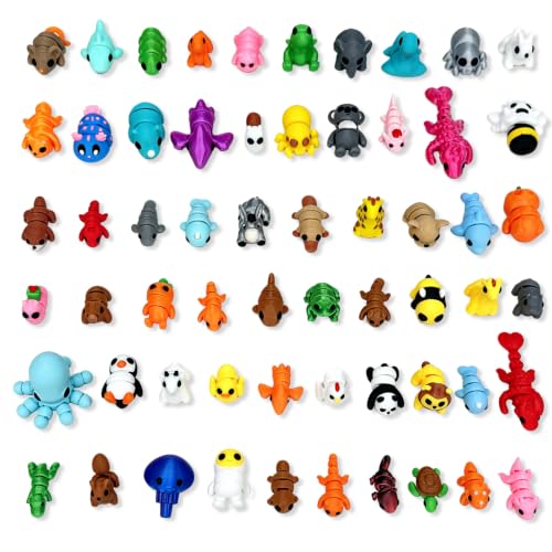 60Pcs 3D Printed Animals Mini Flexible Articulated Fidget Toys