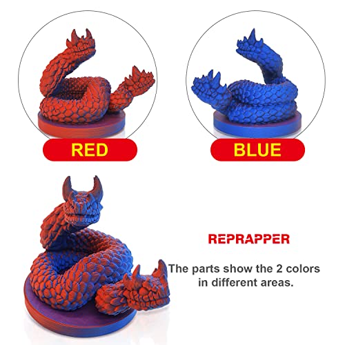 Reprapper Dual Color Filament Fillamentum pla 1.75 Multicolor 1.75mm for 3D Printer, Color Change Filament PLA, 2.2lbs (1kg), Matte PLA Red & Blue - color: 6-matte Red/Blue Dual Silk Pla 1kg