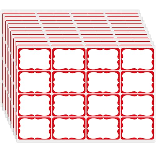 400 Pcs Name Tag Stickers, 3"x 2", Red Name Tags, Name Labels for School, Classroom, Office and Home - color: Red