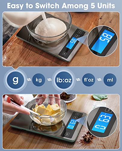 Nicewell 22lb Kitchen Food Scale Grams and Ounces for Cooking Baking - color: Grey