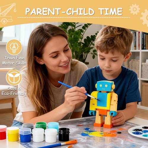 SainSmart Jr. Woodworking Building Kits for Kids, 4-in-1 Wood Building Kits for Kids STEM Projects Set, DIY Arts & Crafts Assembly Toys with Paints & Brushes, Ideal Gift for Boys and Girls