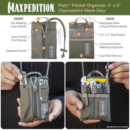 Maxpedition Platy Pocket Organizer, EDC Tool Pouch, Neck Wallet - color: Foliage, size: 4" x 6"