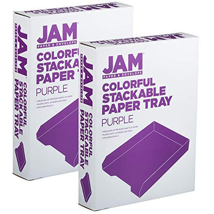 JAM PAPER Stackable Paper Trays - Purple - Desktop Document, Letter, & File Organizer Tray - 2/Pack - color: Purple, size: Pack of Two (2) Trays