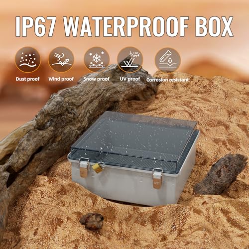 Joinfworld Outdoor Waterproof Electrical Box 13x13x5 with Clear Cover - size: 13 x 13 x 5 inches
