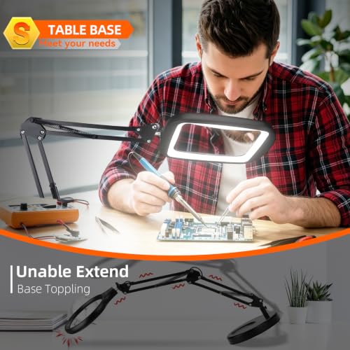 30X 10X Large Floor Magnifying Glass with Light and Adjustable Stand