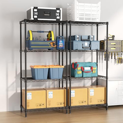 Golpart 4Tier Adjustable Storage Shelves Metal Wire Shelving Standing Shelf - color: Black, size: 4-tier-12"Dx22"Wx43.5"H