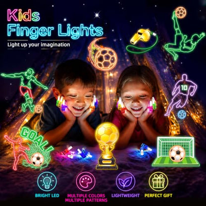 24 Pcs Soccer Themed Party Favors LED Finger Lights Toys for Kids Ages 3-12 - style: Soccer