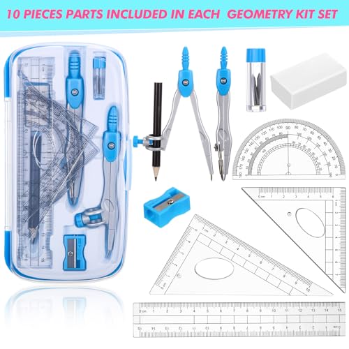 Zonon 36 Sets Math Geometry Kit, 10 Pcs Compass Rulers Protractor School