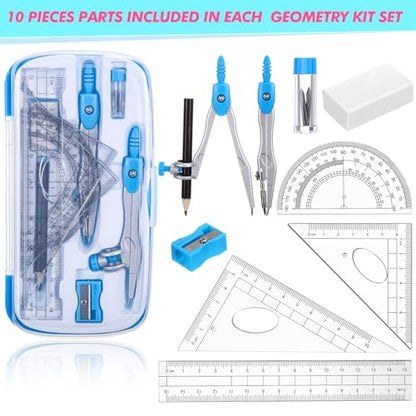 Zonon 36 Sets Math Geometry Kit, 10 Pcs Compass Rulers Protractor School
