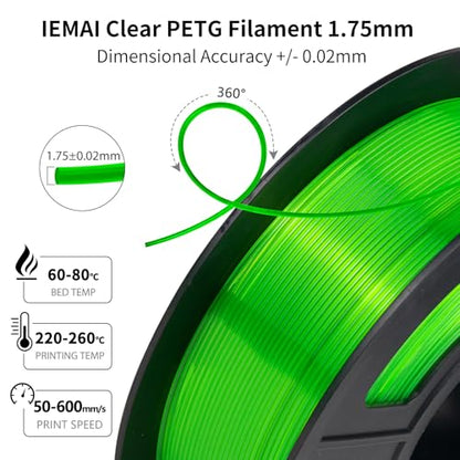 IEMAI PETG Filament 1.75mm, Transparent Fluorescent Green 1kg - color: Transparent Fluorescent Green