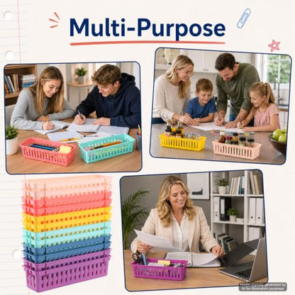 24 pcs Bright Pencil Basket Dispenser for Classroom Pencil Holder for Desk - color: Bright