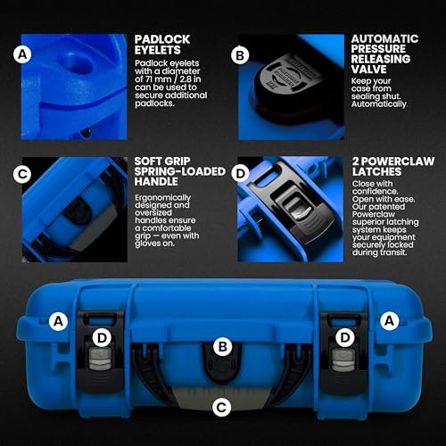 NANUK 910 Hard Case with Customizable Cubed Foam, IP67 Waterproof, Dustproof and Impact Resistant, 14.3” x 11.1” x 4.7”, Rugged Construction for Ultimate Protection, Made in Canada – Blue - color: Blue, style: Cubed Foam