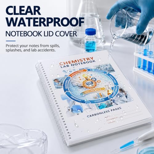 Carbonless Chemistry Lab Notebook, 50 Sets Duplicate Pages, 8.5 x 11 Inches