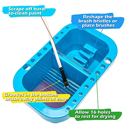 MyLifeUNIT Paint Brush Cleaner, Paint Brush Holder with Palette, Royal Blue - color: Royal Blue