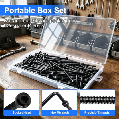 330Pcs M3 x 30mm Hex Socket Head Cap Screws with Nuts and Washers - color: BK-M3 x 30mm