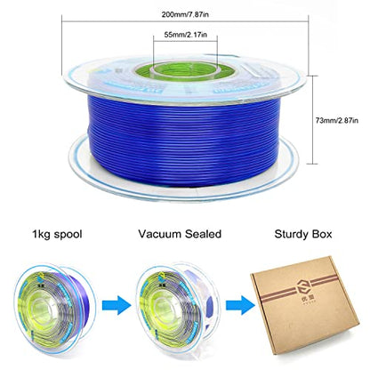 YOUSU 3D Printer Filament, Tri-Colors PLA Filament 1.75mm, Coextrusion Silk PLA Filament, Rainbow PLA Filament with Silk PLA Blue-Purple-Yellow, 3D Printing Filament +/-0.02mm, 1kg/2.2lbs - color: 1-blue/Purple/Yellow