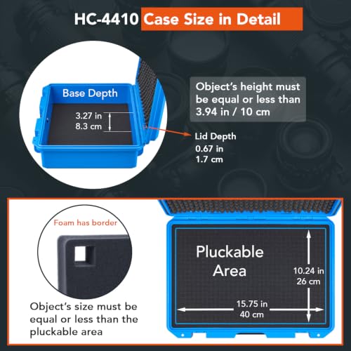 Lykus HC-4410 Waterproof Hard Case with Foam, Inner Size 15.75*10.24*3.94in - color: Blue, size: HC-4410
