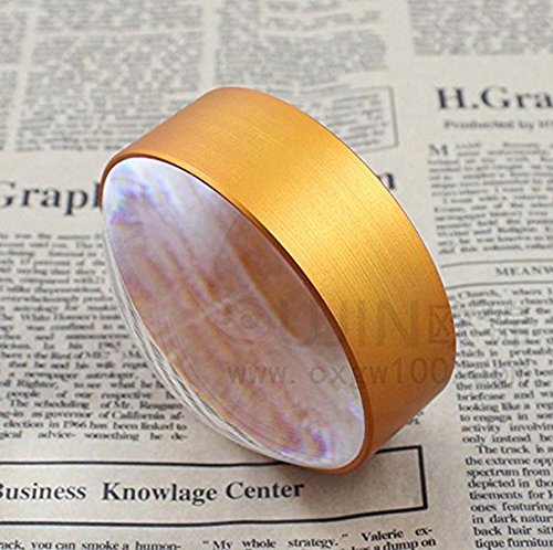 6X Domed Magnifying Glass 60mm Golden Desktop Paperweight Magnifier Reading Aid for Small Fine Print,Newspaper,Bible,Document Examination,Recipes, Craft and Map, Hand Polished & Light Gathering