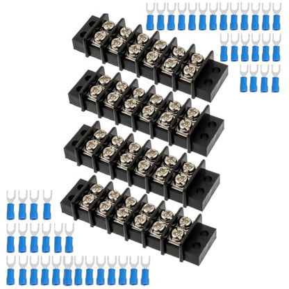 4PCS 6 Circuits Dual Row Screw Terminals Strip with 48PCS Connector - style: 6 Circuits