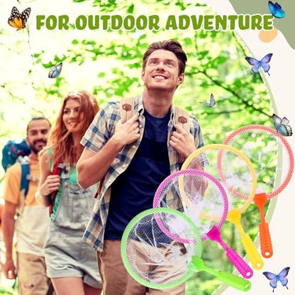 Sliner 50 Pcs Butterfly Fishing Nets Outdoor Tools for Insect Collecting Nature Exploration Observation Outing Specimen Supplies with Anti Slip Grip(Colorful)