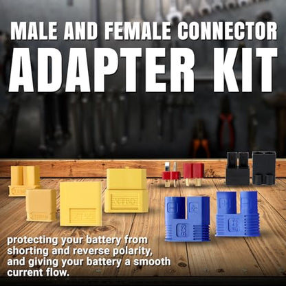 TMH 82 Pcs T-Plug EC3 EC5 XT30 XT60 XT90 Male & Female Plug Adapter Connector with Silicone Wire + Heat Shrink Tube for RC ESC Lipo Battery Motor Accessories (82 PCS) - size: 82 Pcs