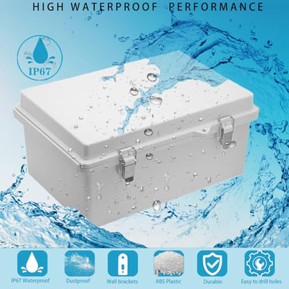 Waterproof Outdoor Electrical Box Junction Box Weatherproof IP67 ABS Plastic Enclosure Switch Router Project Box with Mounting Plate with Wall Bracket 2 Cable Glands Grey 11.1" x 7.48" x 5.5" - color: Grey, size: 11.1" x 7.48" x 5.5" 1pc
