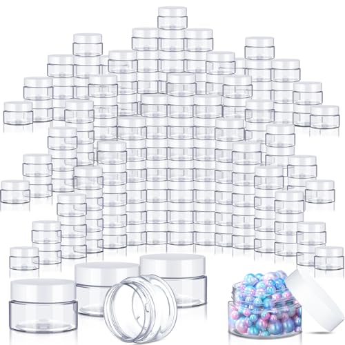 200 Pcs 1 oz Plastic Containers Jars with Lids, White - color: White, size: 1 oz