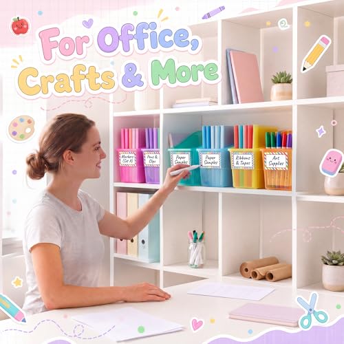 Blosssound Book Bins for Classroom Library, 6 Set, Translucent Pastel - color: Translucent Pastel