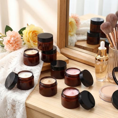 Patelai 4 Pcs Plastic Jars with Lids, Amber, 2 oz, Wide Mouth - color: Amber, size: 2 oz