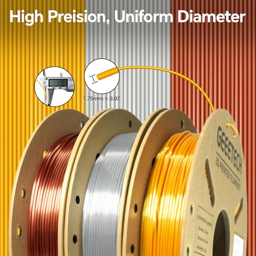 Geeetech Silk PLA 3D Printer Filament, 1.5KG Metallic Silver+Copper+Gold - color: 1.5kg Silk Silver+copper+gold