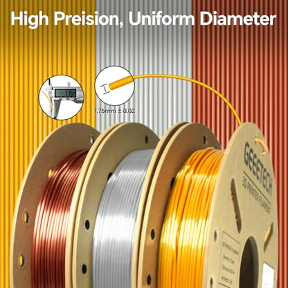 Geeetech Silk PLA 3D Printer Filament, 1.5KG Metallic Silver+Copper+Gold - color: 1.5kg Silk Silver+copper+gold