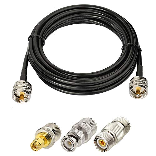Superbat RG58 PL259 CB Coax Cable 10ft + 3pcs SMA BNC SO239 Adapter Kit - size: 10 ft
