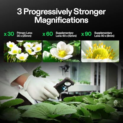 VIVOSUN Slide-Out Jewelry Loupe Magnifier 30X 60X 90X LED Lighted Eye Loupe with UV Light for Jewelry, Diamonds, Gems, Coins, Stamps, Rocks, Black (Pack of 3) - size: 1 (Pack of 3)