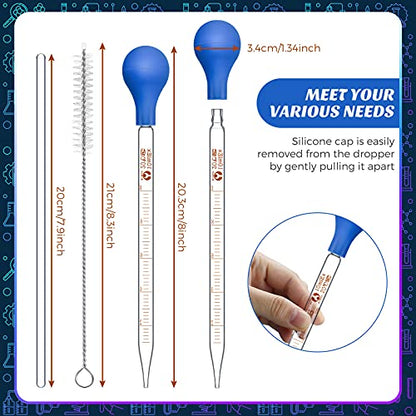Weewooday 16 Pcs 10 ml Glass Dropper Pipette with Rubber Bulb Stir Rod Blue - color: Blue, size: 10 ml