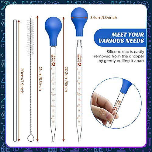 Weewooday 16 Pcs 10 ml Glass Dropper Pipette with Rubber Bulb Stir Rod Blue - color: Blue, size: 10 ml