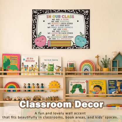 Classroom Golden Rule Poster Decor Canvas Wall Hanging Banner - color: 00-In Our Class - Apple Theme