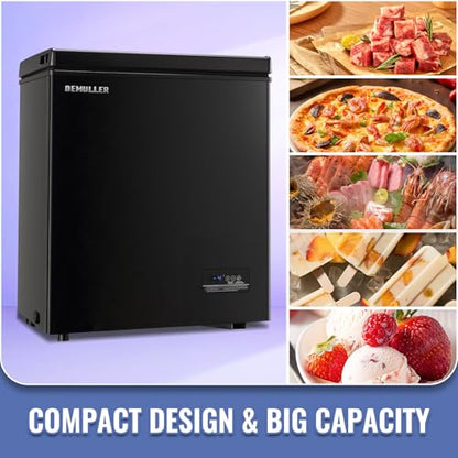DEMULLER Deep Freezer 3.8Cu.ft with 2 Removable Basket and Manual Defrost Small Deep Freezer Quiet Operation Compressor Cooling Perfect for Homes, Black - size: 3.8 Cu.Ft Black