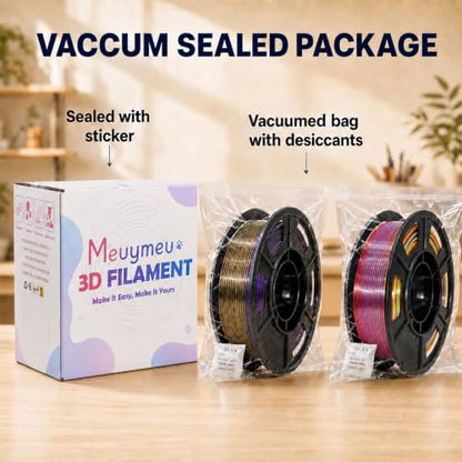 Silk PLA+ Filament 1.75mm, Neatly Wound 250g Spools, ±0.03 mm Dimensional Accuracy, Fits Most FDM 3D Printers, 8-Pack Multicolor PLA Plus Filament, 2KG Total