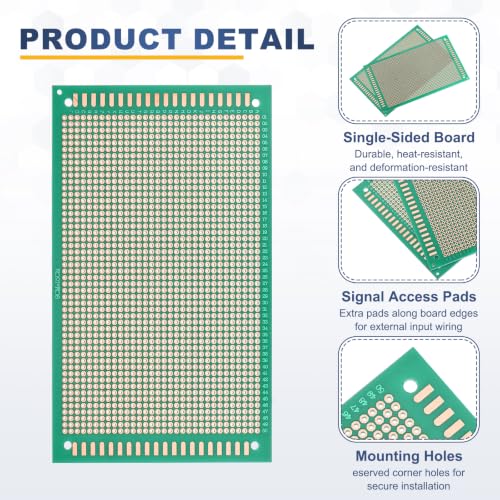 5Pcs 15x9cm PCB Prototype Board w 40-Pin Headers, Green - size: 15x9cm(2.54mm Pitch/1.5mm T)