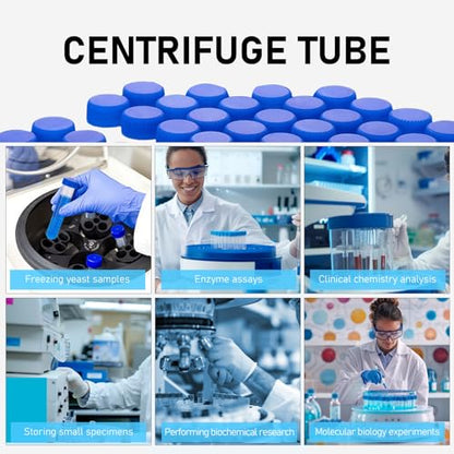 15mL Round Bottom Centrifuge Tubes with Rack, 50pcs