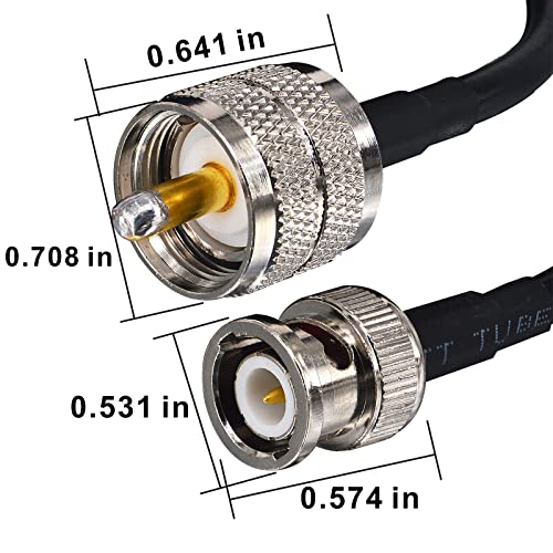 PL259 to BNC 16.4ft UHF PL-259 Male to BNC Male Antenna Jumper RG58 Coax Cable for Handheld CB Radio, Amateur Radio, SWR Meter - size: 16.4ft 1PCS