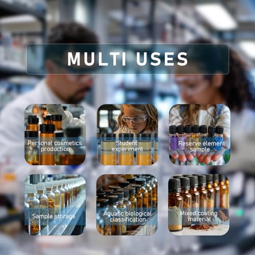 20mL Amber Glass Vials with Screw Caps & Scale, 36pcs